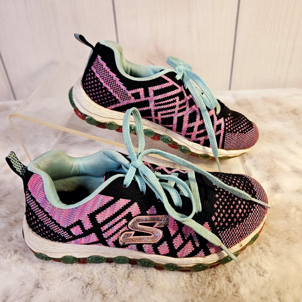 Girl's Skechers Skech-Air Ultra Knit Sneakers Youth 13 Pink Blue Lace-up Shoes